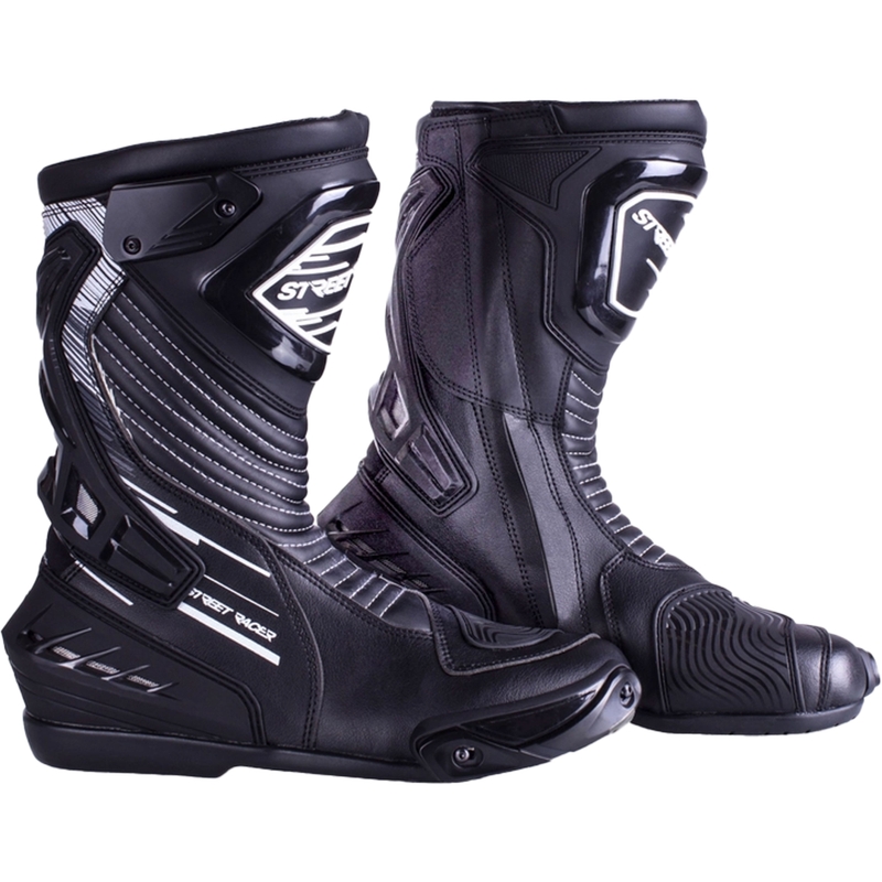 Street Racer Grid Ασπρόμαυρες μπότες μοτοσικλέτας