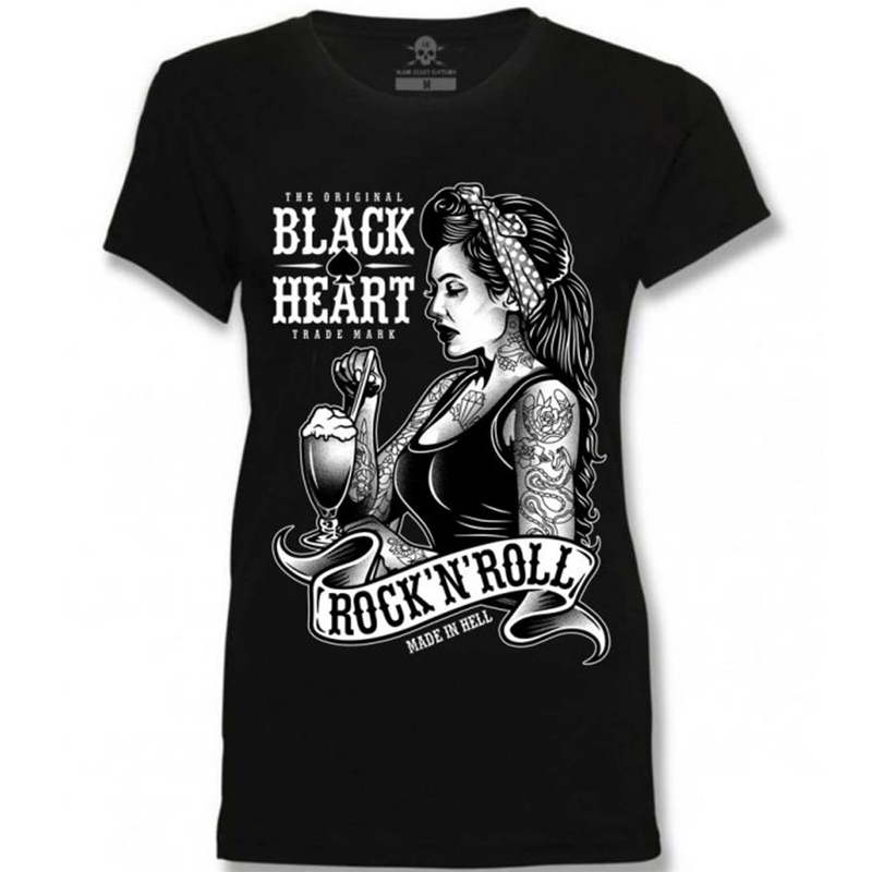 Γυναικείο μαύρο καρδούλα Pin Up Shake T-Shirt Μαύρο