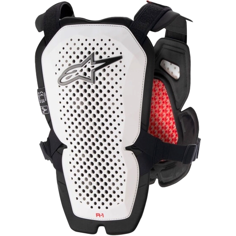 Alpinestars A-1 PRO λευκό-μαύρο-κόκκινο προστατευτικό στήθους