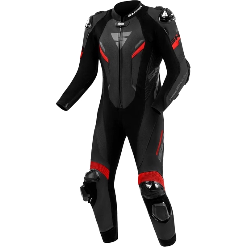 Shima Hyper-RS μαύρη και κόκκινη δερμάτινη φόρμα μοτοσικλέτας