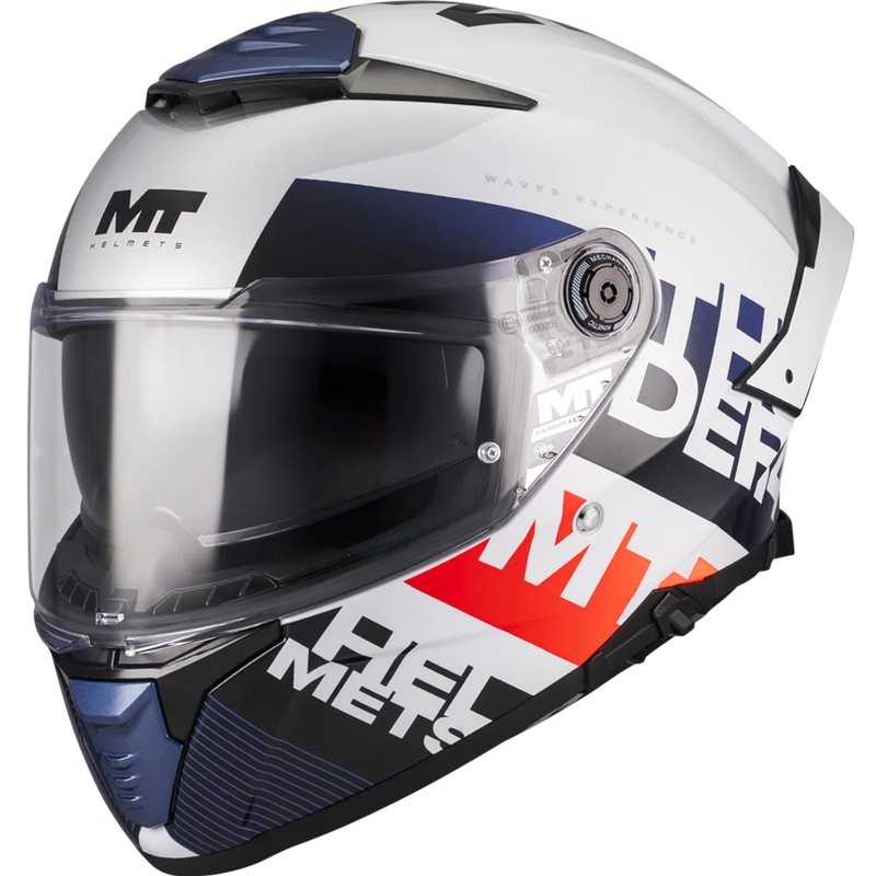 Κράνος μοτοσικλέτας full-face MT Thunder 4 SV Waves A17 λευκό-μπλε-κόκκινο