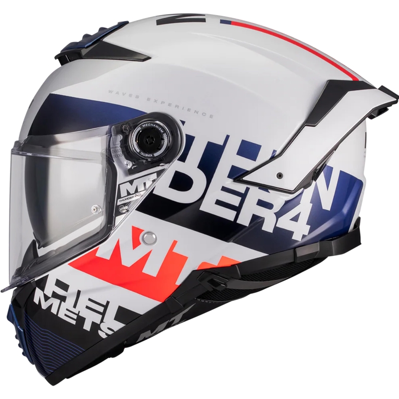 Κράνος μοτοσικλέτας full-face MT Thunder 4 SV Waves A17 λευκό-μπλε-κόκκινο