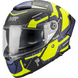 Κράνος μοτοσικλέτας full face MT Thunder 4 SV Lumex B27 μαύρο-μπλε-φλουορ κίτρινο