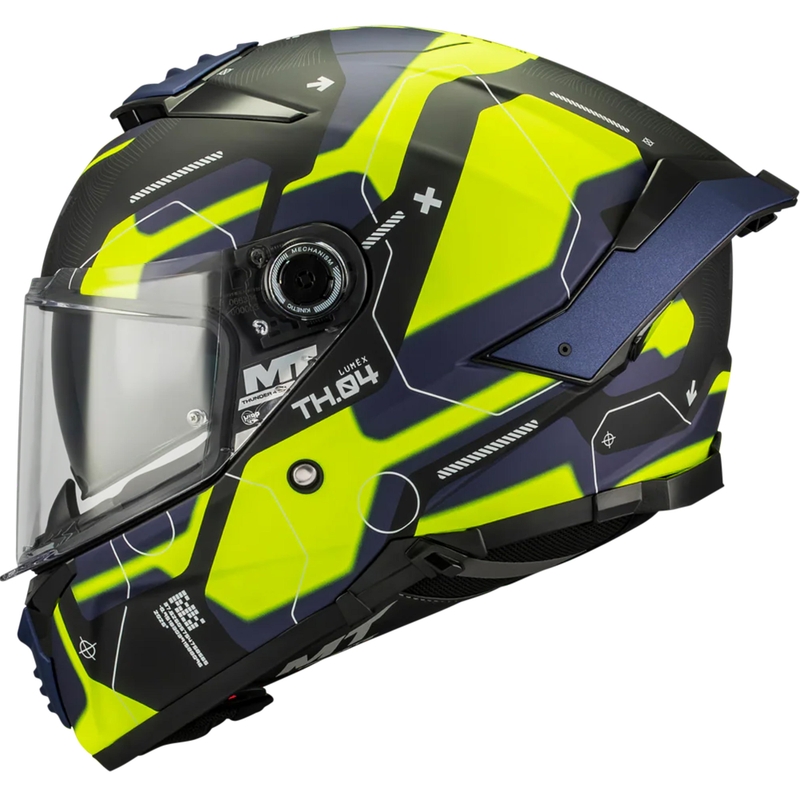 Κράνος μοτοσικλέτας full face MT Thunder 4 SV Lumex B27 μαύρο-μπλε-φλουορ κίτρινο