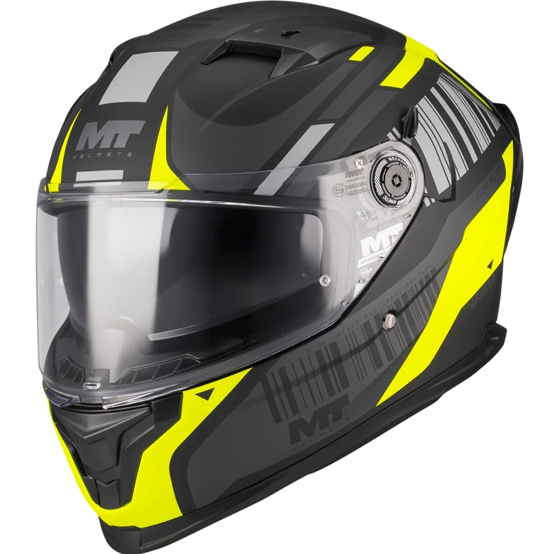 Κράνος μοτοσικλέτας full-face MT Braker SV Cockpit B13 ματ μαύρο-γκρι-φλουορ κίτρινο