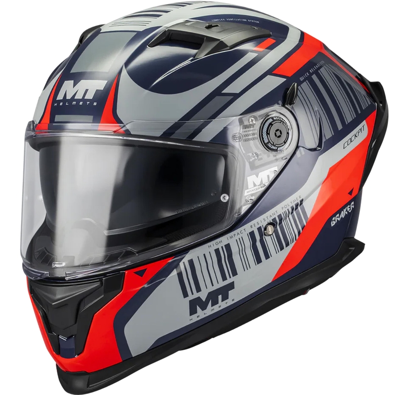 Κράνος μοτοσικλέτας full-face MT Braker SV Cockpit B5 μπλε-γκρι-κόκκινο
