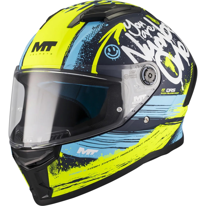 Κράνος μοτοσικλέτας full face MT Stinger 2 Rocket C3 μπλε-φλουορ κίτρινο