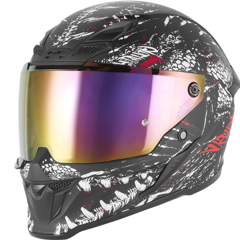 Κράνος μοτοσικλέτας NOX Exklusiv Goliath Raptor full face ματ μαύρο-λευκό-κόκκινο