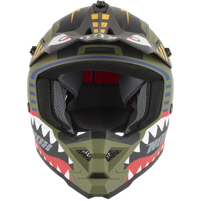 Κράνος NOX N761 Fly Fighter για παιδιά Motocross, χακί-πολύχρωμο