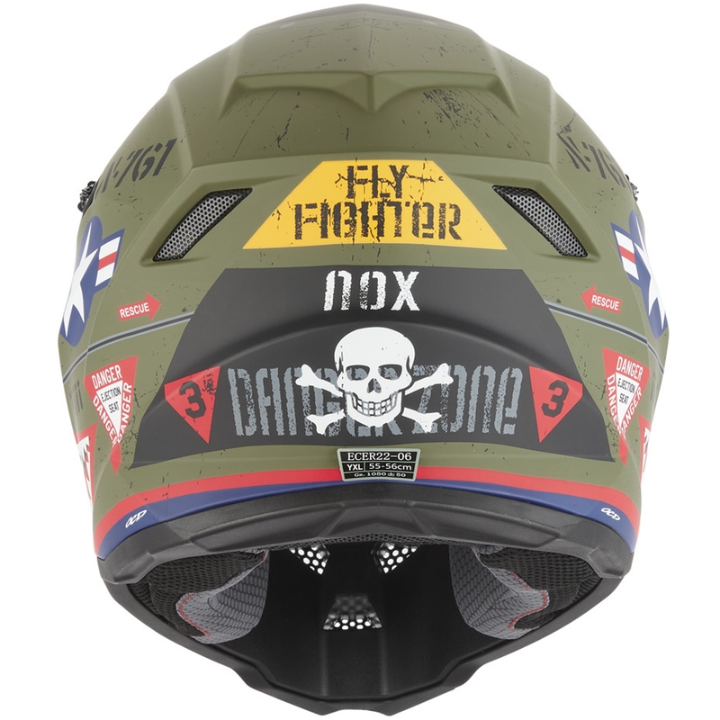 Κράνος NOX N761 Fly Fighter για παιδιά Motocross, χακί-πολύχρωμο