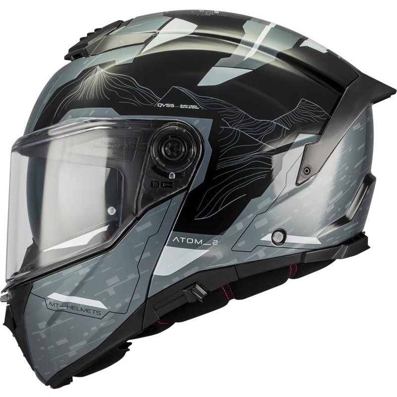 Κράνος μοτοσικλέτας MT Atom 2 SV Highlands C2 με αναδιπλούμενο άνοιγμα, μαύρο-γκρι