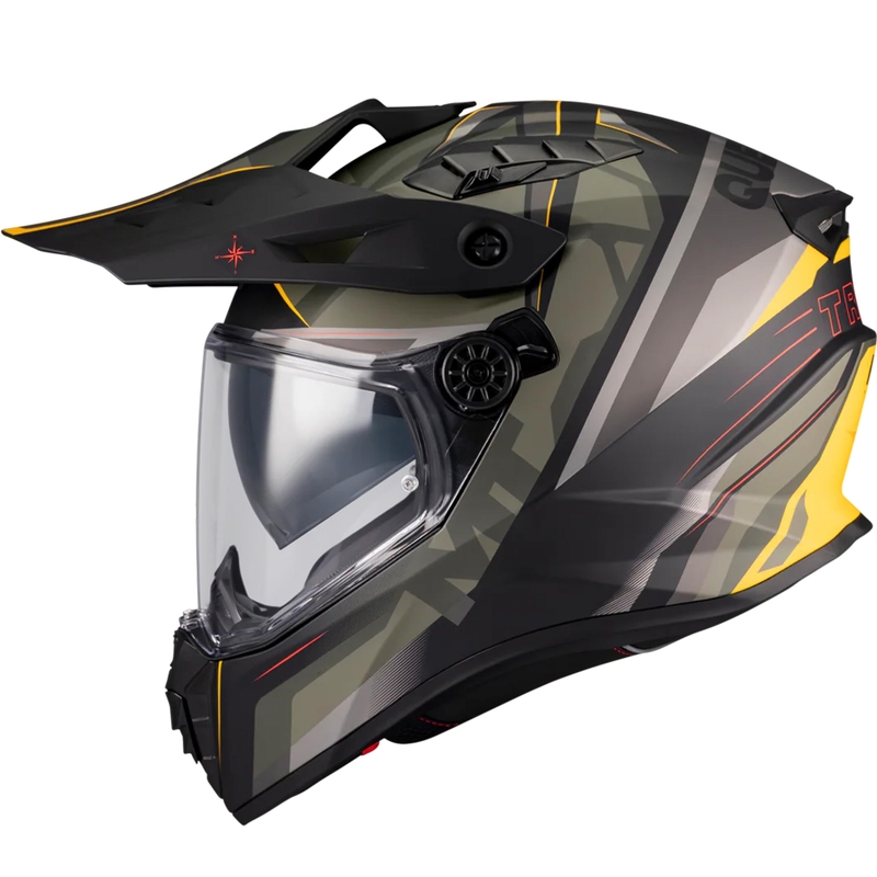 Κράνος μοτοσικλέτας Enduro MT Track SV Questor B6 ματ μαύρο-πράσινο-καφέ-φλουορ κίτρινο