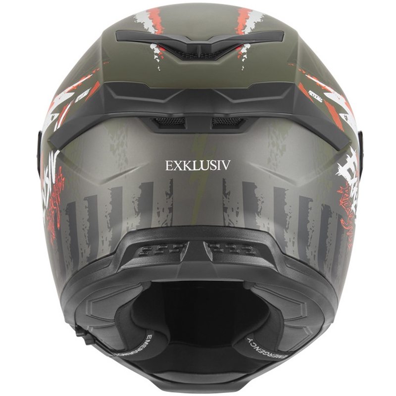 Κράνος μοτοσικλέτας NOX Exklusiv Goliath Cut'D full face, ματ χακί-πορτοκαλί