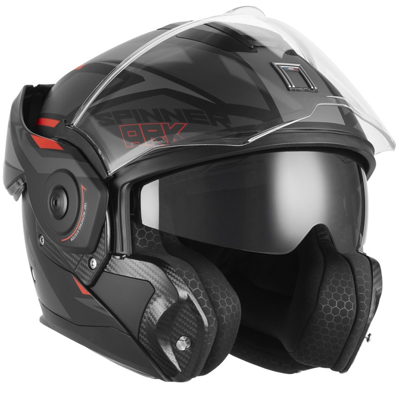Κράνος μοτοσικλέτας NOX PREMIUM Spinner Ark ματ μαύρο-κόκκινο