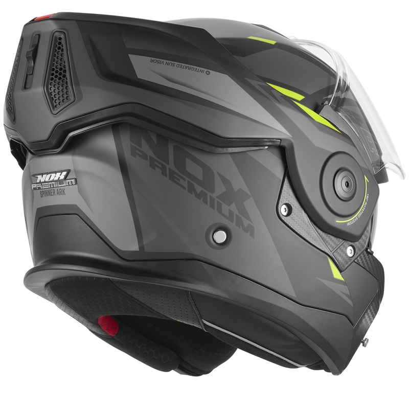 Κράνος μοτοσικλέτας NOX PREMIUM Spinner Ark αναδιπλούμενο, ματ μαύρο-φθοροκίτρινο