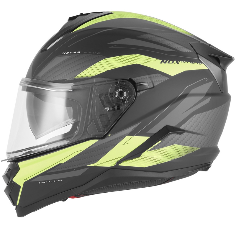 Κράνος μοτοσικλέτας full face NOX N304-S REVO ματ μαύρο-φθοροκίτρινο