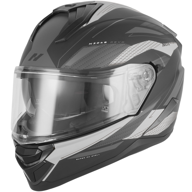 Κράνος μοτοσικλέτας full face NOX N304-S REVO ματ μαύρο-ασημί