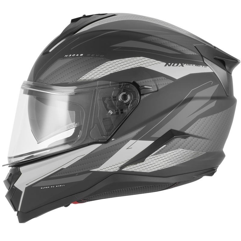 Κράνος μοτοσικλέτας full face NOX N304-S REVO ματ μαύρο-ασημί
