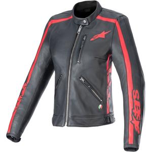 Alpinestars Stella Dyno Γυναικείο δερμάτινο μπουφάν μοτοσικλέτας Μαύρο και Κόκκινο