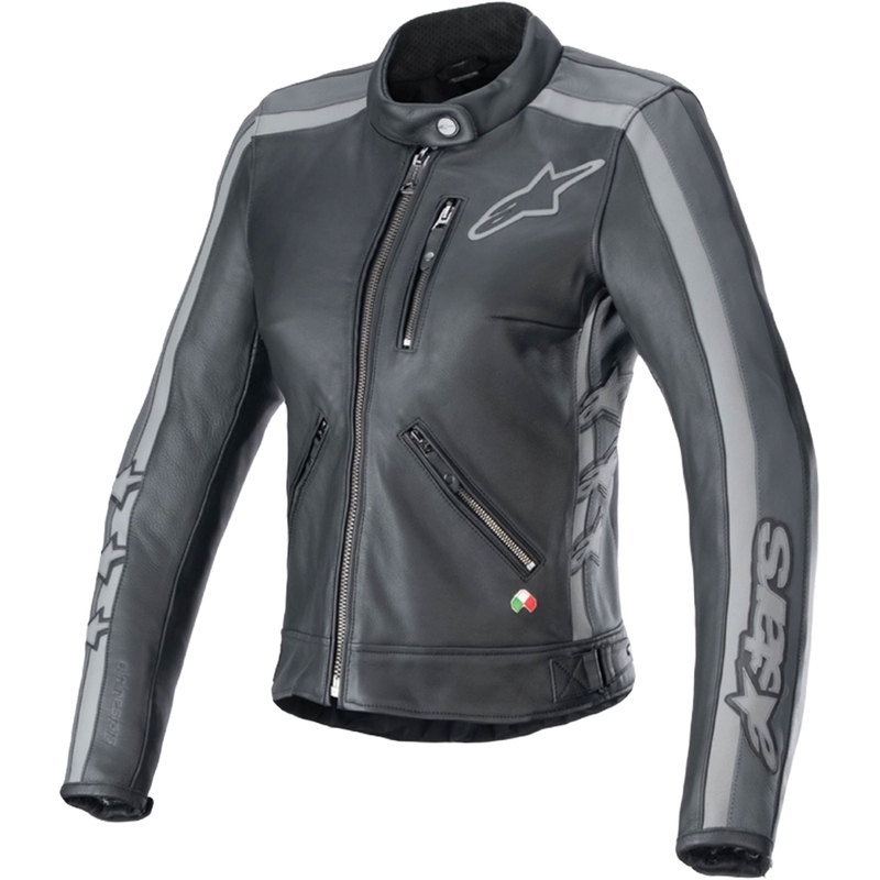 Alpinestars Stella Dyno γυναικείο δερμάτινο μπουφάν μοτοσικλέτας μαύρο και γκρι