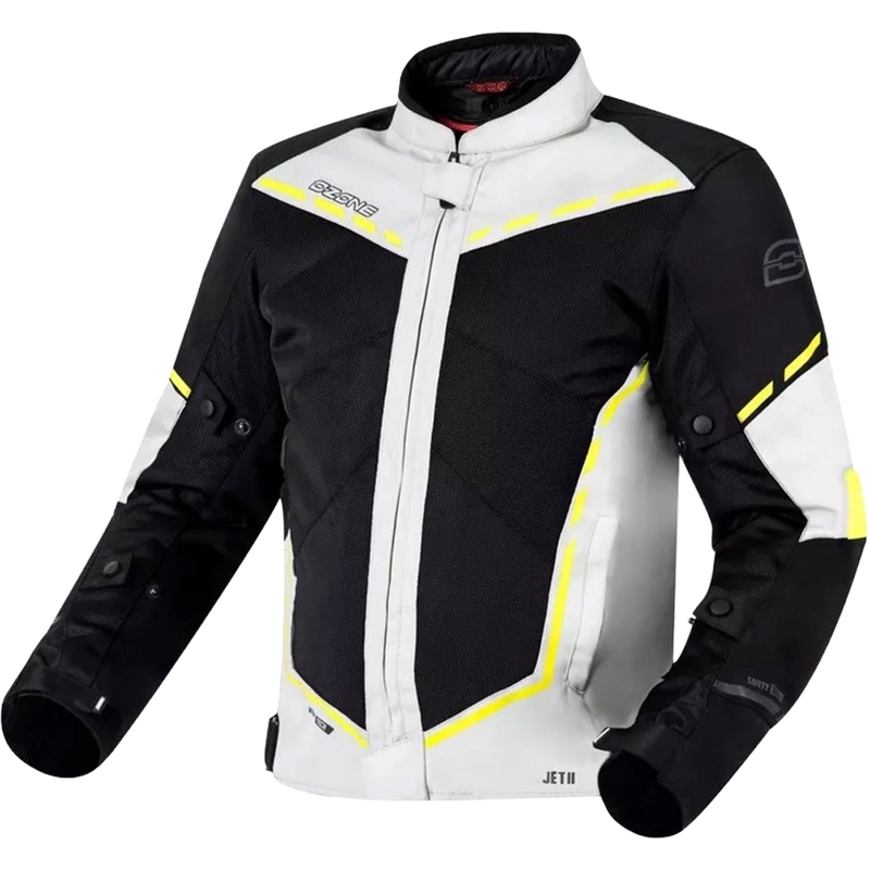 Μπουφάν Moto Ozone Jet II γκρι-μαύρο-φλούο κίτρινο προσφορά