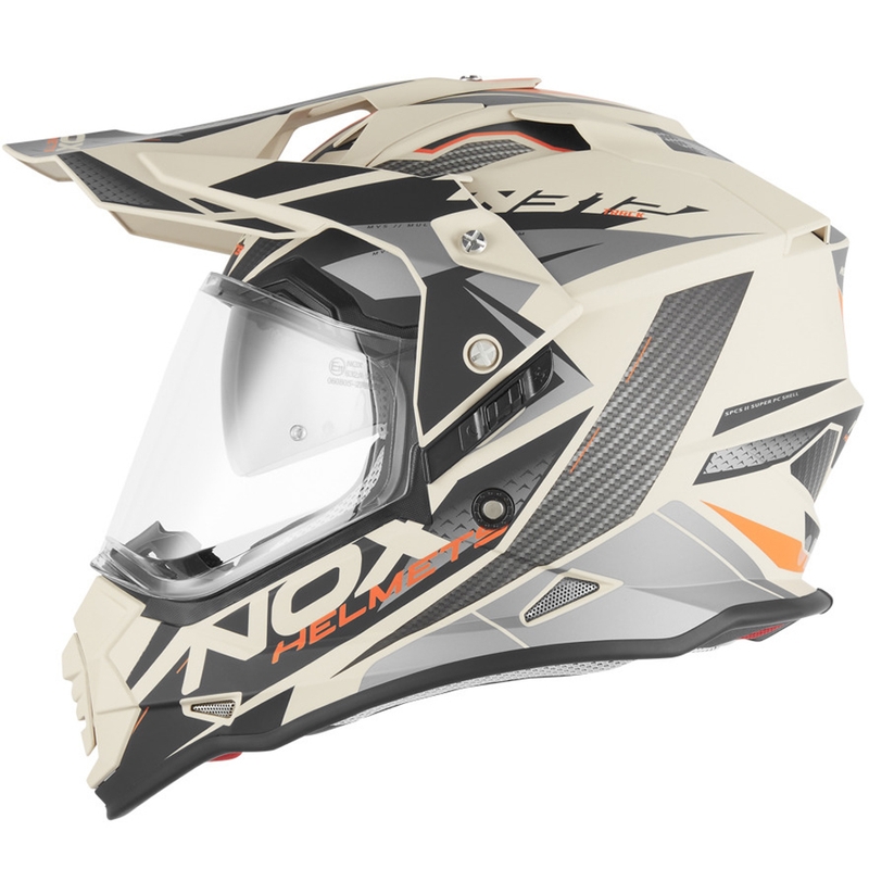Κράνος μοτοσικλέτας Enduro NOX N312 Track ματ άμμου-πορτοκαλί