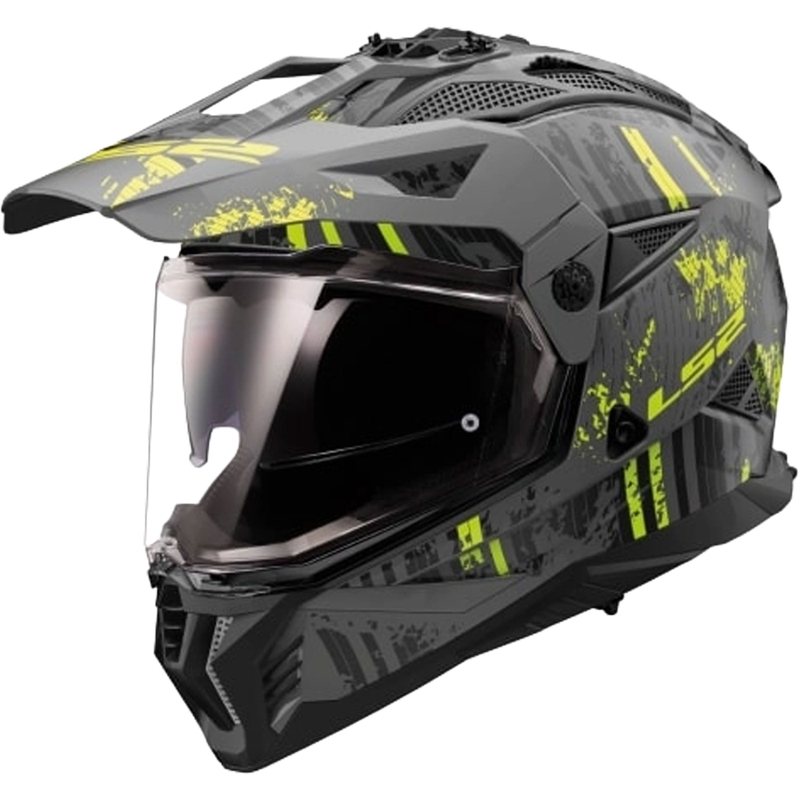 Κράνος μοτοσικλέτας Enduro LS2 MX702 PIONEER II CRAZY μαύρο-φλουορ κίτρινο