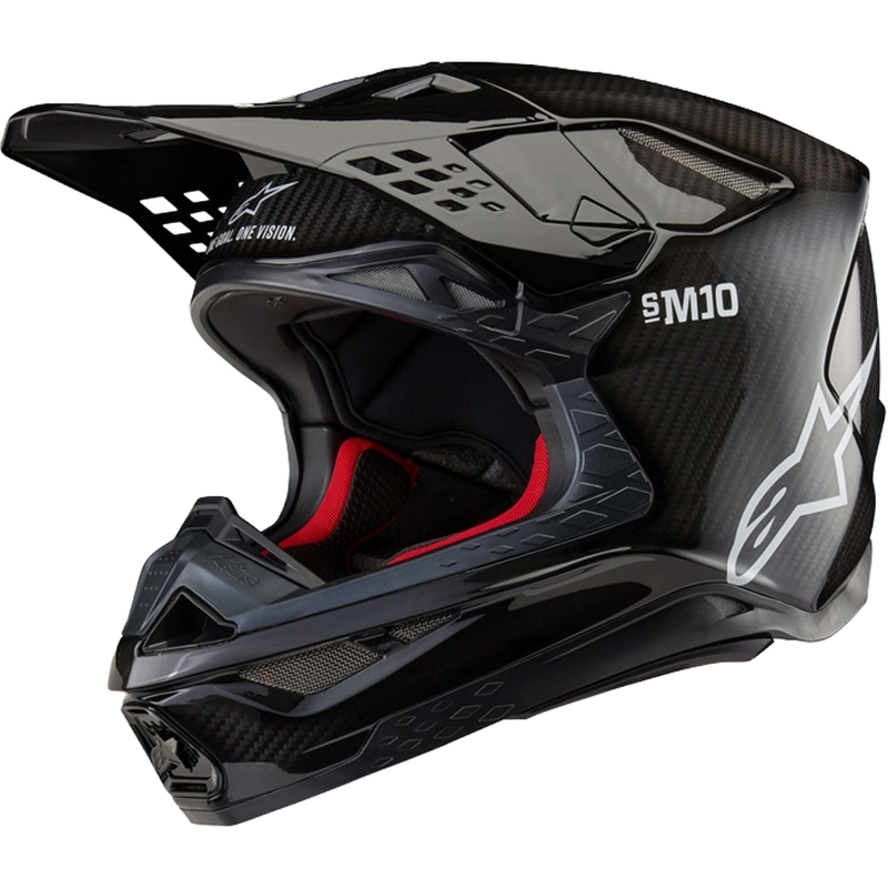 Alpinestars Supertech S-M10 Στερεό γυαλιστερό κράνος Motocross άνθρακα