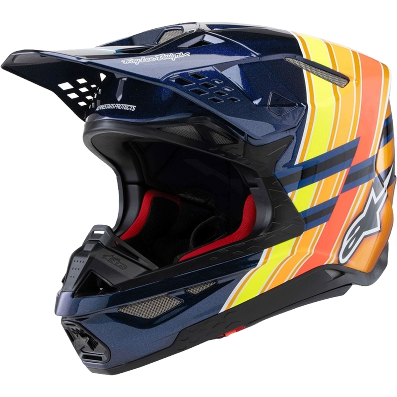 Alpinestars Supertech S-M10 κράνος motocross TROY LEE DESIGNS μαργαριταρένιο μπλε-φλούο πορτοκαλί-κίτρινο-κόκκινο