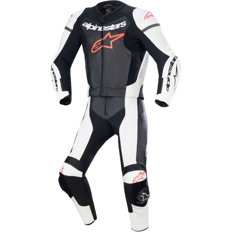 Alpinestars GP Force Lurv λευκό-μαύρο-φλούο κόκκινο δερμάτινο κοστούμι δύο τεμαχίων