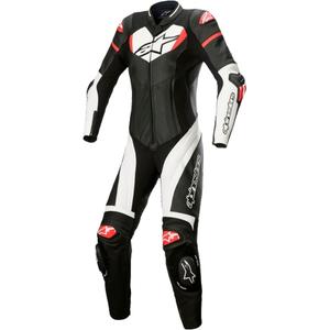 Alpinestars Γυναικεία μονοκόμματη δερμάτινη φόρμα μοτοσικλέτας STELLA GP PLUS 2 Μαύρο-λευκό-φλούο κόκκινο