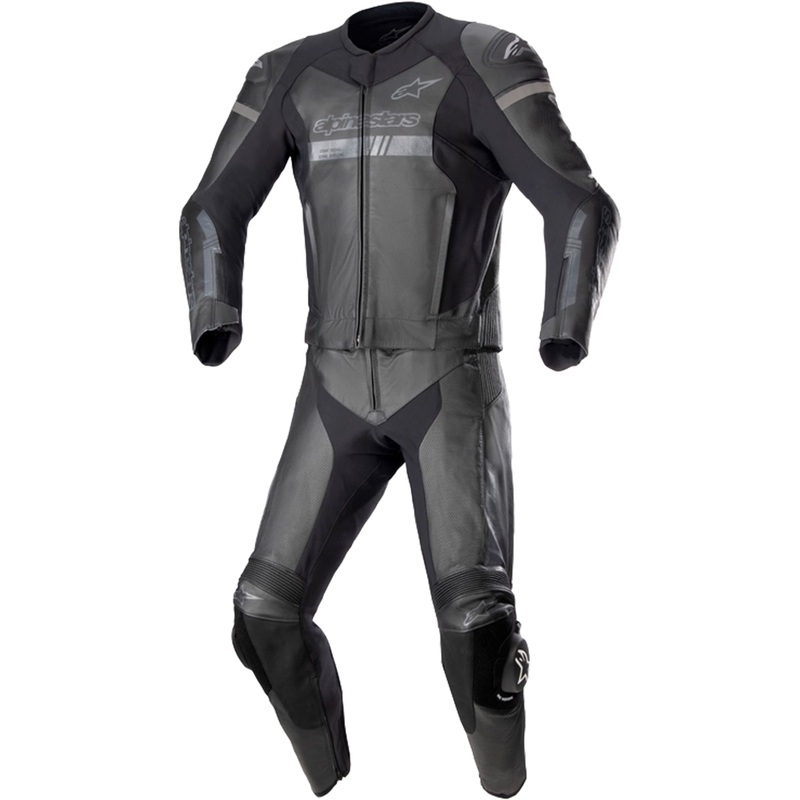 Alpinestars GP Force Chaser TECH-AIR 5 συμβατό μαύρο-μαύρο δερμάτινο κοστούμι μοτοσικλέτας δύο τεμαχίων