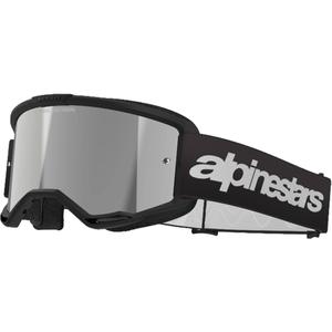 Γυαλιά motocross Alpinestars Vision 3 Wordmark μαύρα με ασημί plexi καθρέφτη