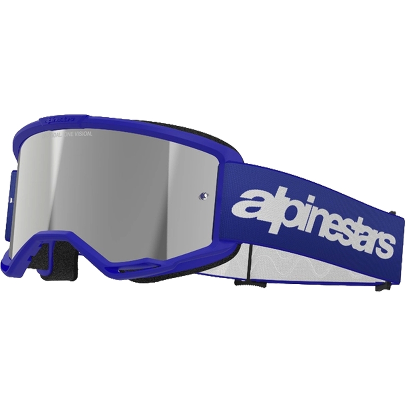 Γυαλιά motocross Alpinestars Vision 3 Wordmark μπλε με ασημί φακό με καθρέφτη