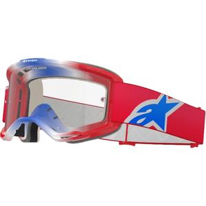 Alpinestars Vision 5 Corp κόκκινα, λευκά και μπλε γυαλιά motocross με διαφανή φακό