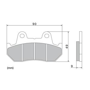 Τακάκια φρένων NISSIN ημιμεταλλικό μείγμα 90x49x9 mm 2 τεμ.