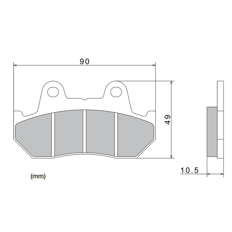 Τακάκια φρένων NISSIN ημιμεταλλικό μείγμα 90x49x10.5 mm 2 τεμ.