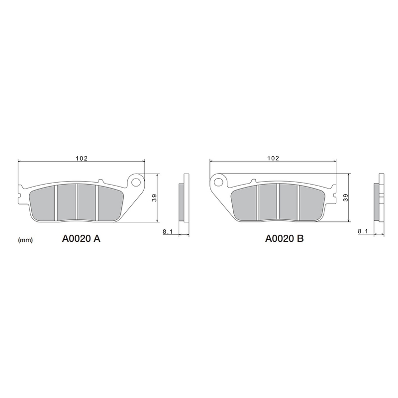 Τακάκια φρένων NISSIN ημιμεταλλικό μείγμα 102x39x8.1 mm 2 τεμ.
