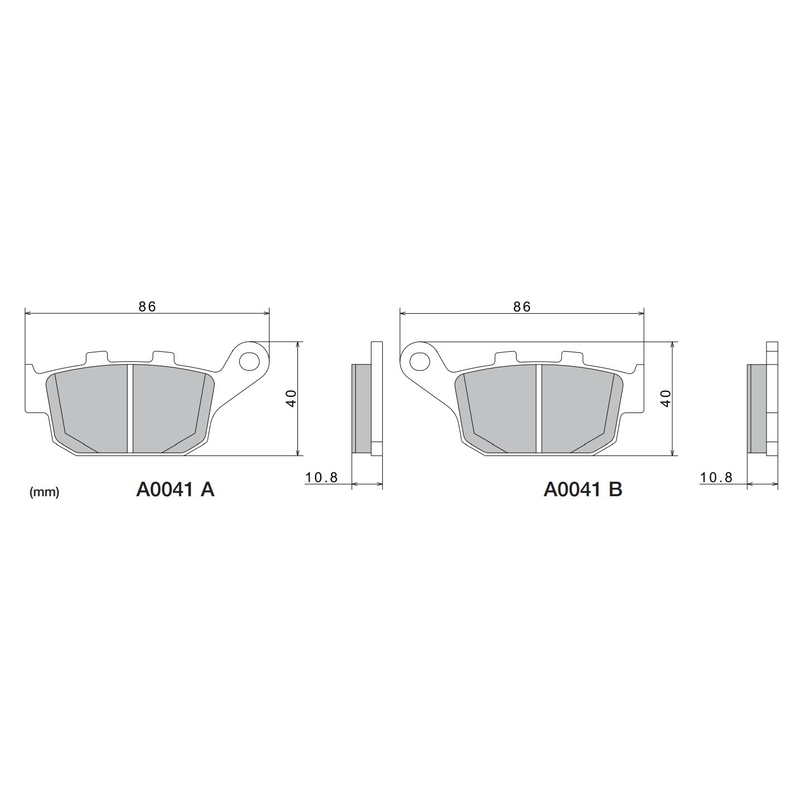 Τακάκια φρένων NISSIN ημιμεταλλικό μείγμα 86x40x10.8 mm 2 τεμ.
