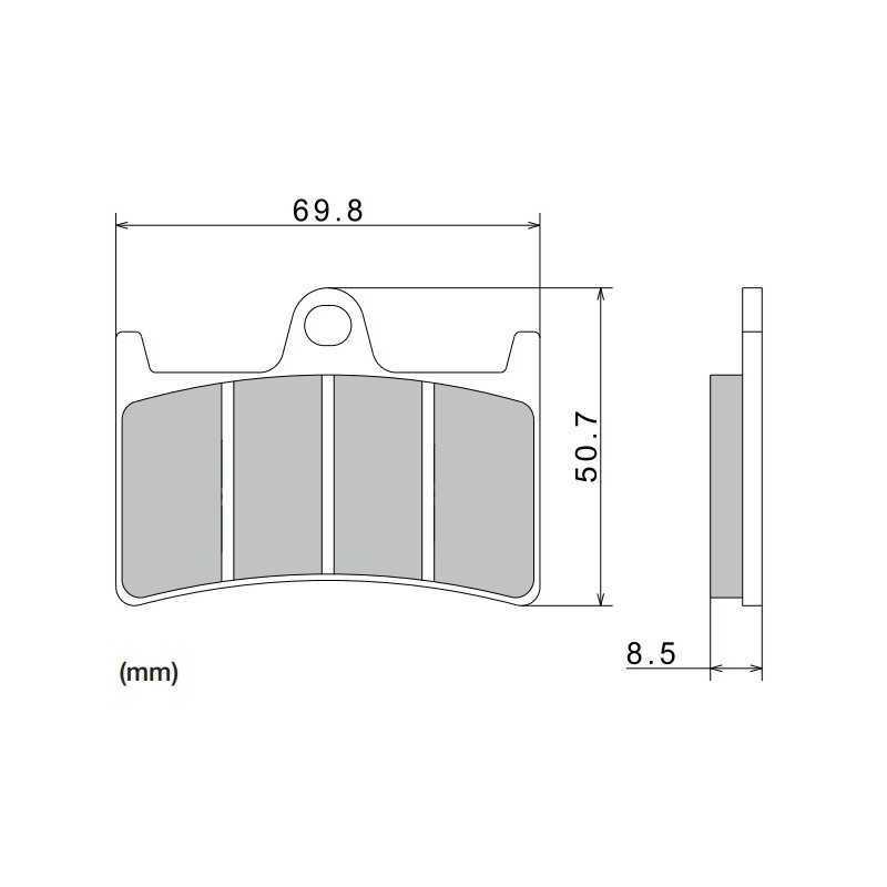 Τακάκια φρένων NISSIN ημιμεταλλικό μείγμα 69,8x50,7x8,5 mm 2 τεμ.