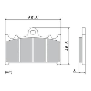 Τακάκια φρένων NISSIN ημιμεταλλικό μείγμα 69,8x46,5x8 mm 2 τεμ.