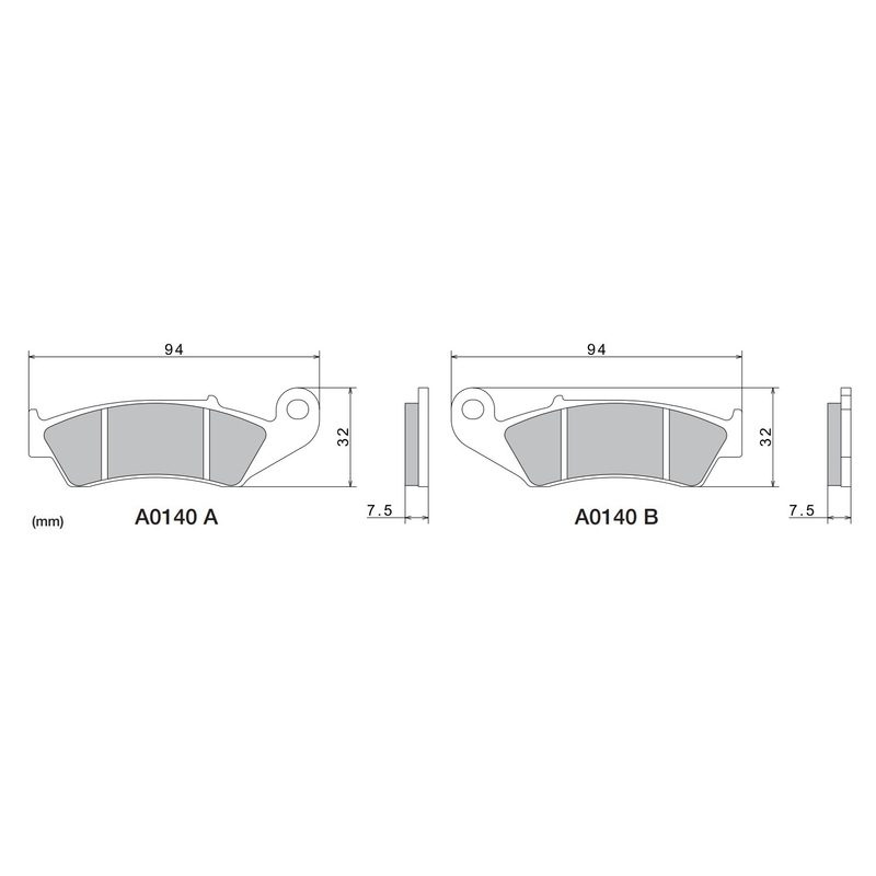 Τακάκια φρένων NISSIN ημιμεταλλικό μείγμα 94x32x7.5 mm 2 τεμ.