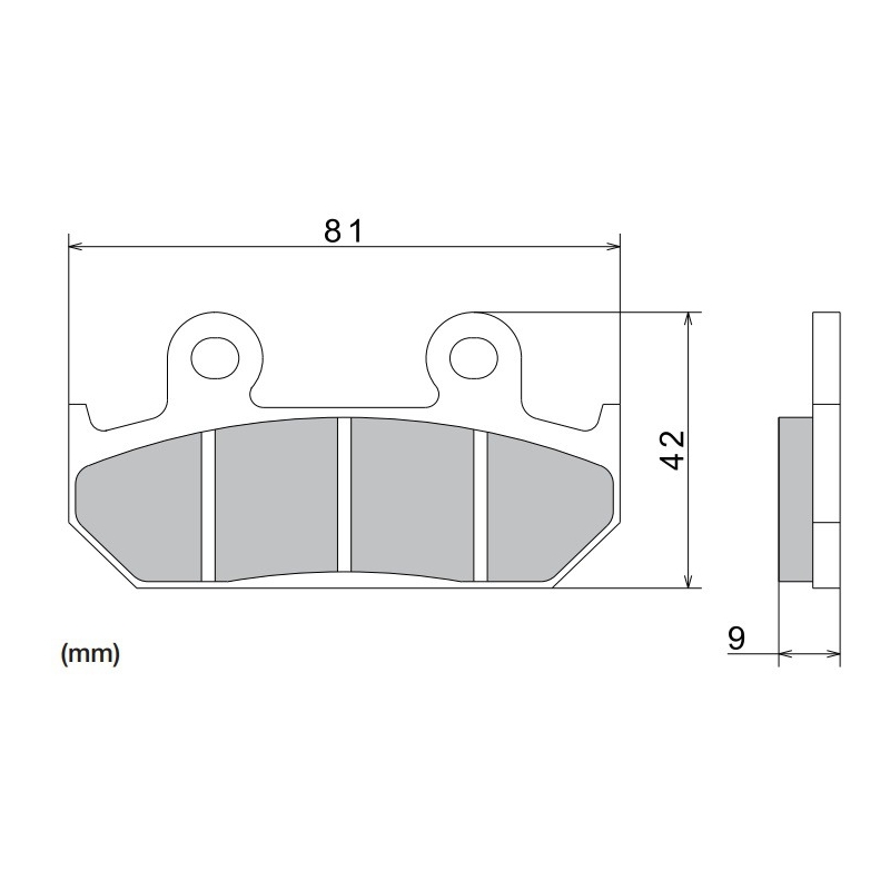 Τακάκια φρένων NISSIN ημιμεταλλικό μείγμα 81x42x9 mm 2 τεμ.