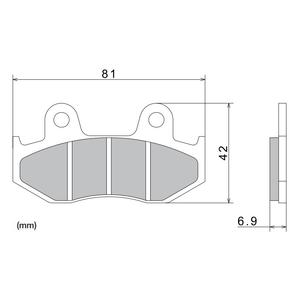 Τακάκια φρένων NISSIN ημιμεταλλικό μείγμα 81x42x6.9 mm 2 τεμ.