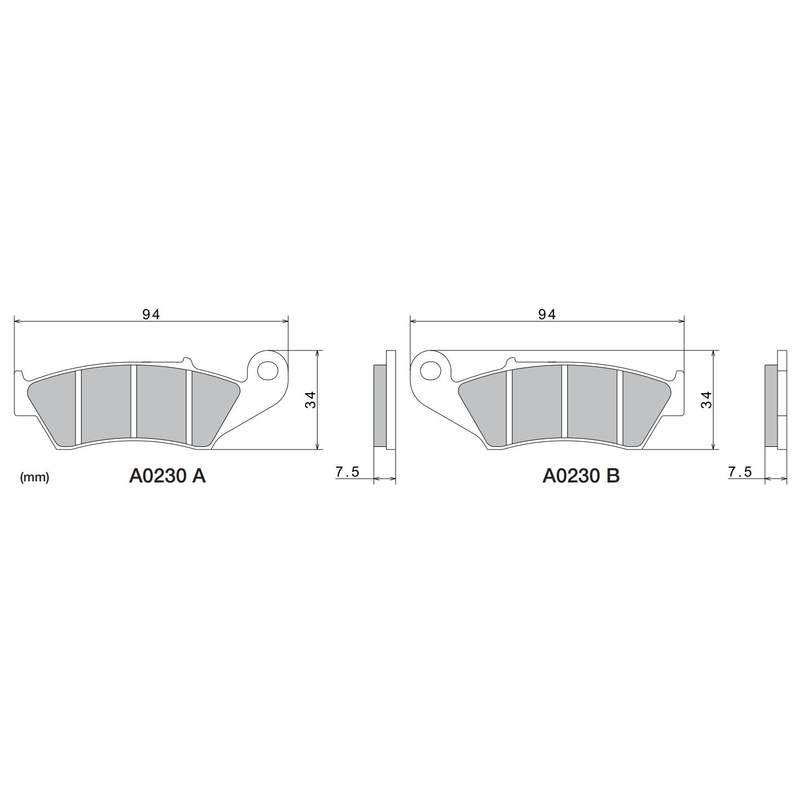 Τακάκια φρένων NISSIN ημιμεταλλικό μείγμα 94x34x7.5 mm 2 τεμ.