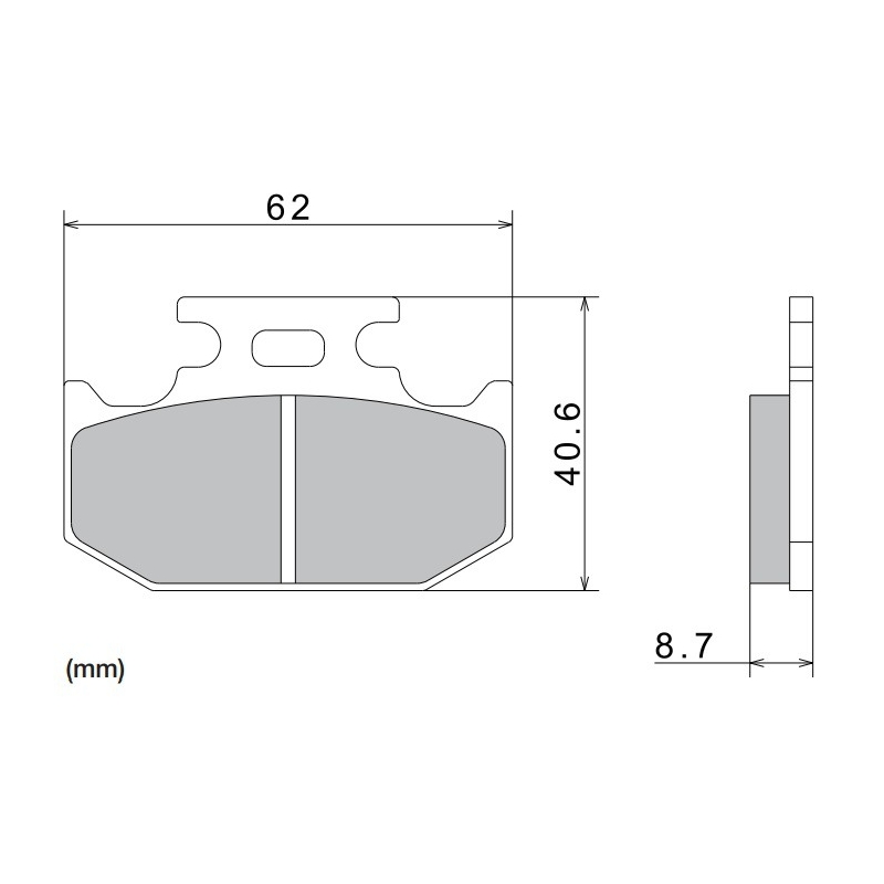 Τακάκια φρένων NISSIN ημιμεταλλικό μείγμα 62x40.6x8.7 mm 2 τεμ.