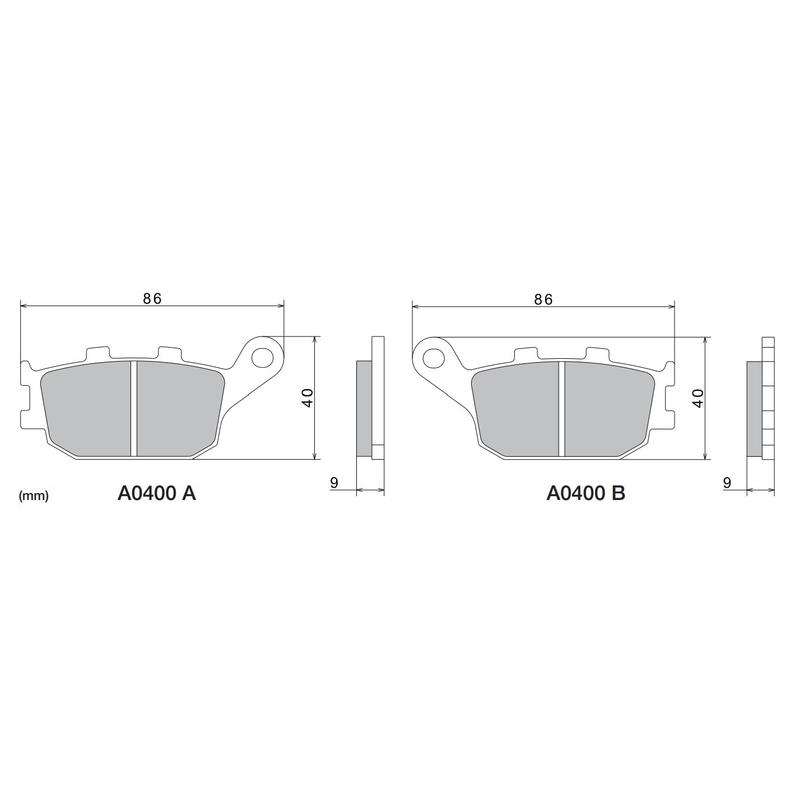 Τακάκια φρένων NISSIN ημιμεταλλικό μείγμα 86x40x9 mm 2 τεμ.