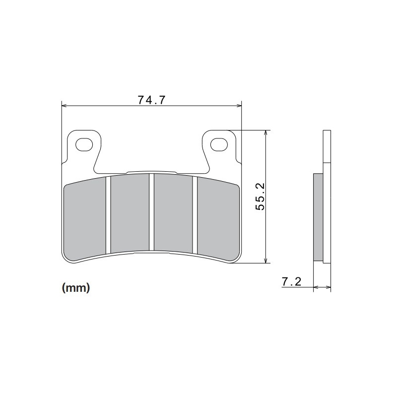 Τακάκια φρένων NISSIN ημιμεταλλικό μείγμα 74,7x55,2x7,2 mm 2 τεμ.