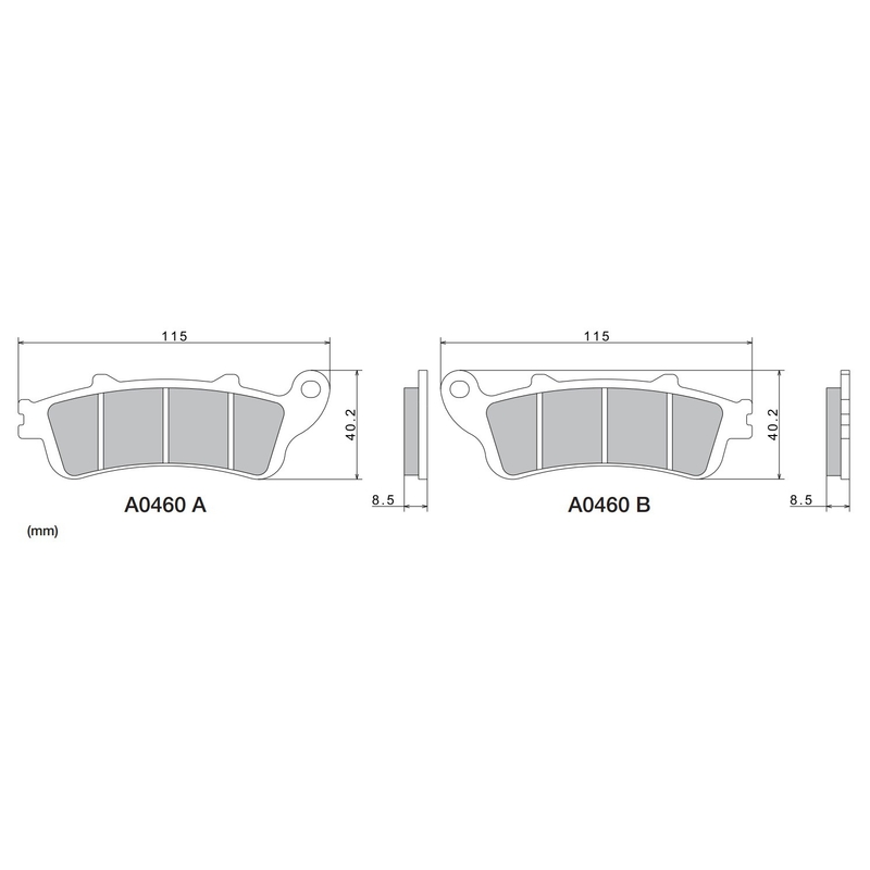 Τακάκια φρένων NISSIN ημιμεταλλικό μείγμα 115x40.2x8.5 mm 2 τεμ.