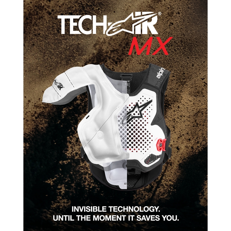 Γιλέκο αερόσακου Alpinestars TECH-AIR®MX PLASMA με σύστημα λευκού-μαύρου-κόκκινου
